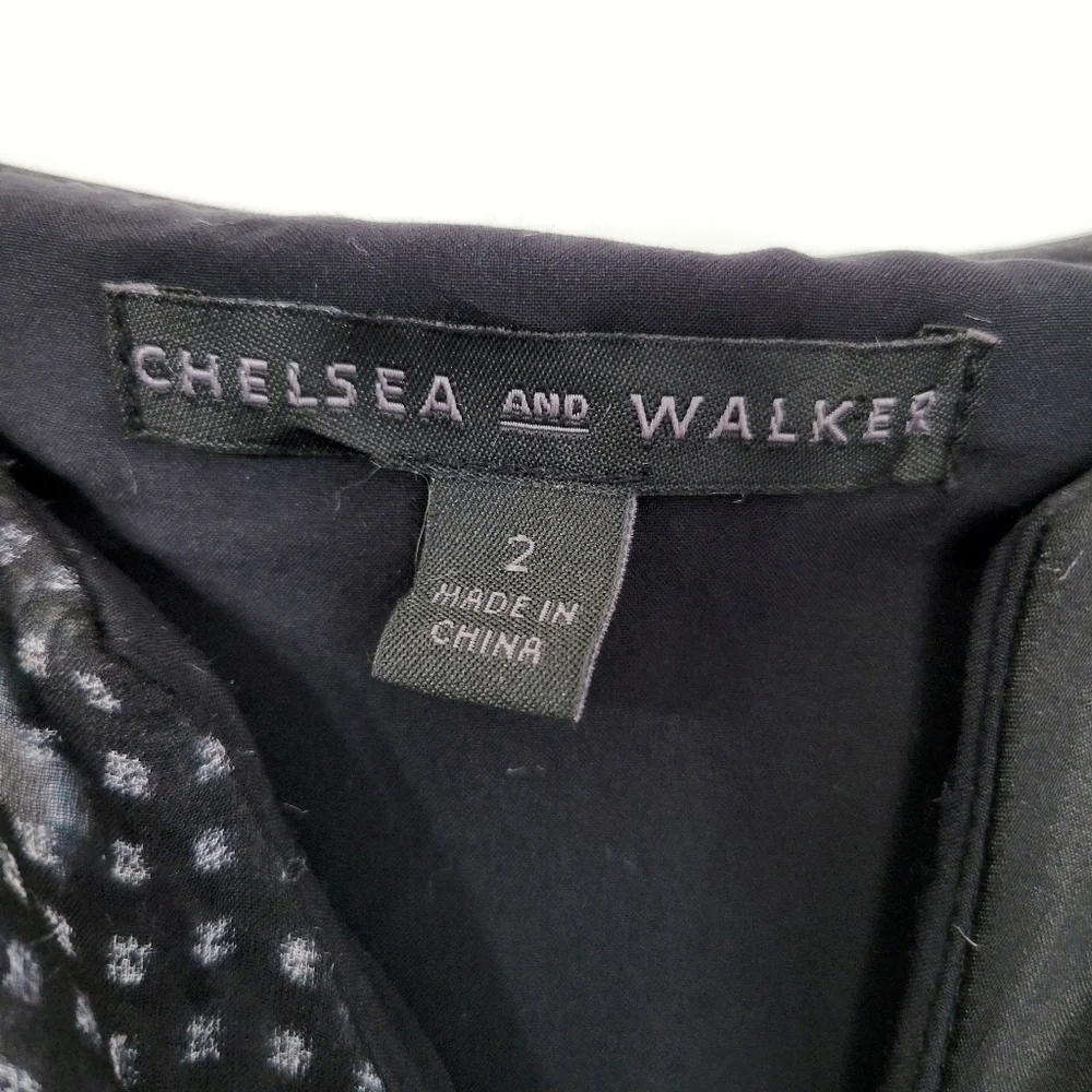NEW Chelsea & Walker Cara Black & White Silk Jacquard Midi Dress Size 2 - Picture 14 of 16
